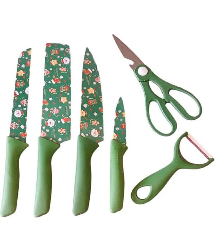 BD Stainless Steel Chefs Knives with Non-Stick Coating Blades and Ergonomic Handles Sharp Kitchen Cutting Knife Set for Slicing, Paring & Cooking (6 Pcs) view 2