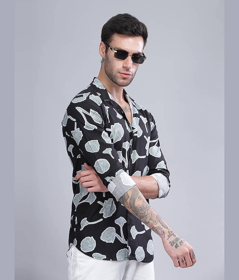 Paul Street Rayon Slim Fit Printed Full Sleeves Men's Casual Shirt - Black ( Pack of 1 ) view 3