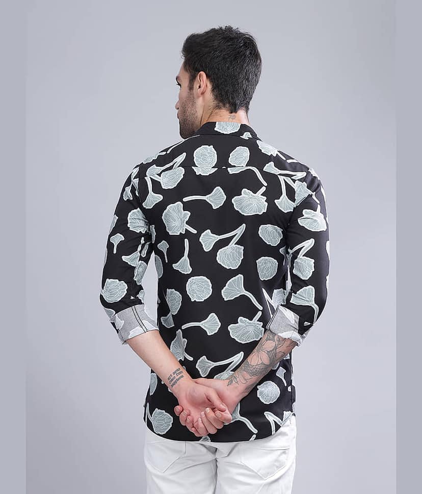 Paul Street Rayon Slim Fit Printed Full Sleeves Men's Casual Shirt - Black ( Pack of 1 ) view 4