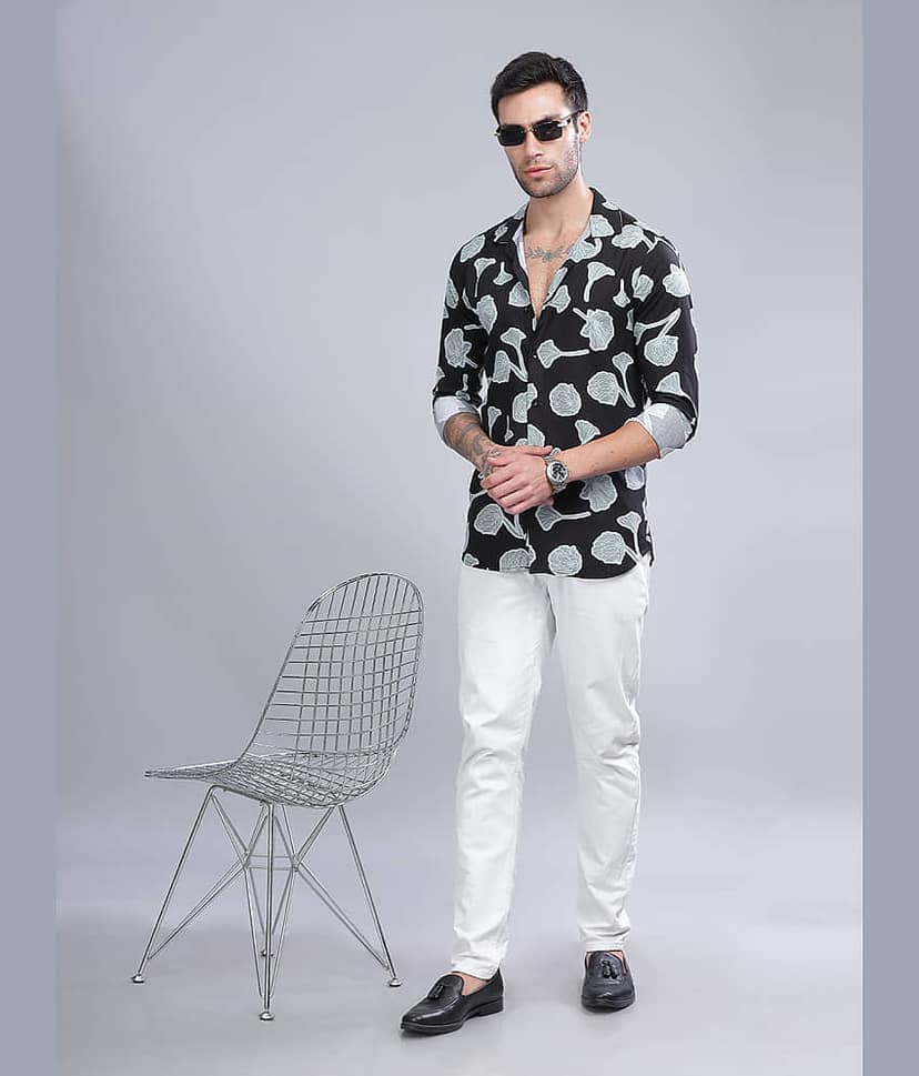 Paul Street Rayon Slim Fit Printed Full Sleeves Men's Casual Shirt - Black ( Pack of 1 ) view 5