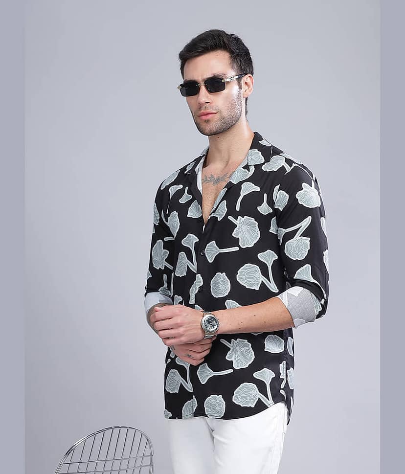 Paul Street Rayon Slim Fit Printed Full Sleeves Men's Casual Shirt - Black ( Pack of 1 ) view 6