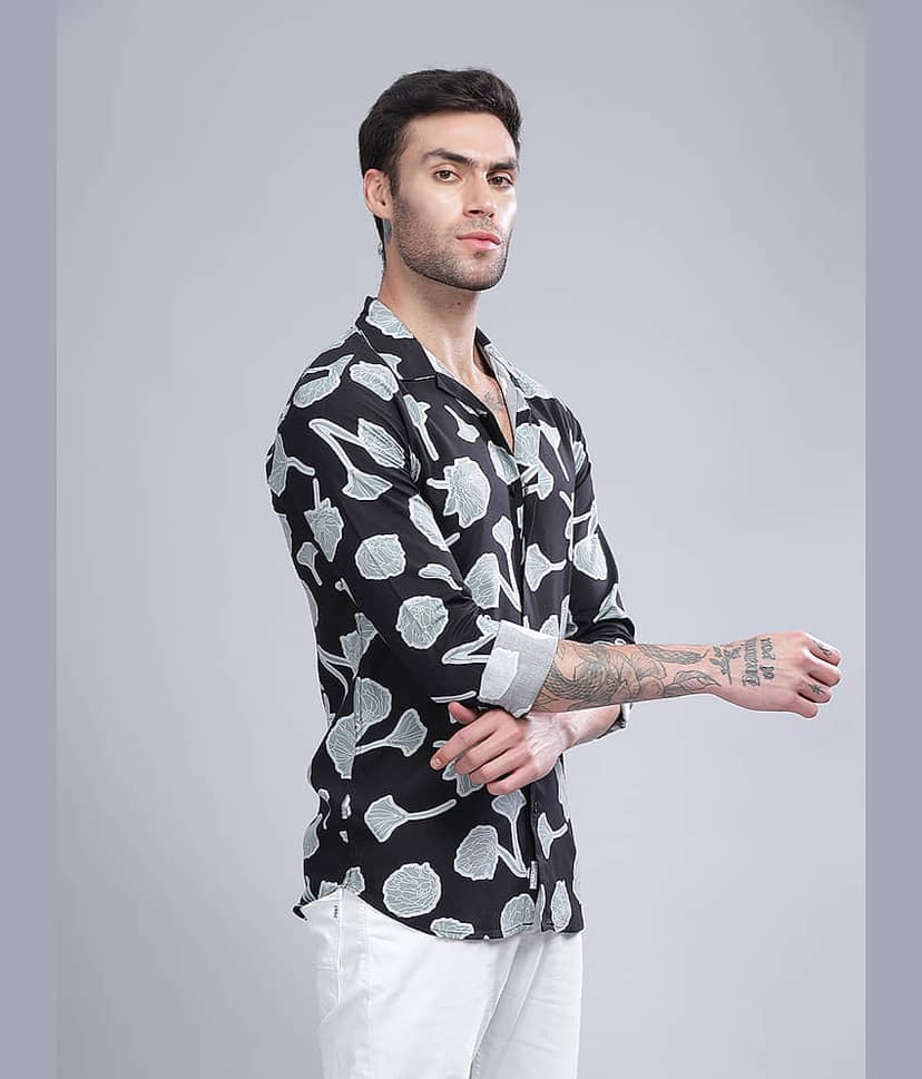 Paul Street Rayon Slim Fit Printed Full Sleeves Men's Casual Shirt - Black ( Pack of 1 ) view 7