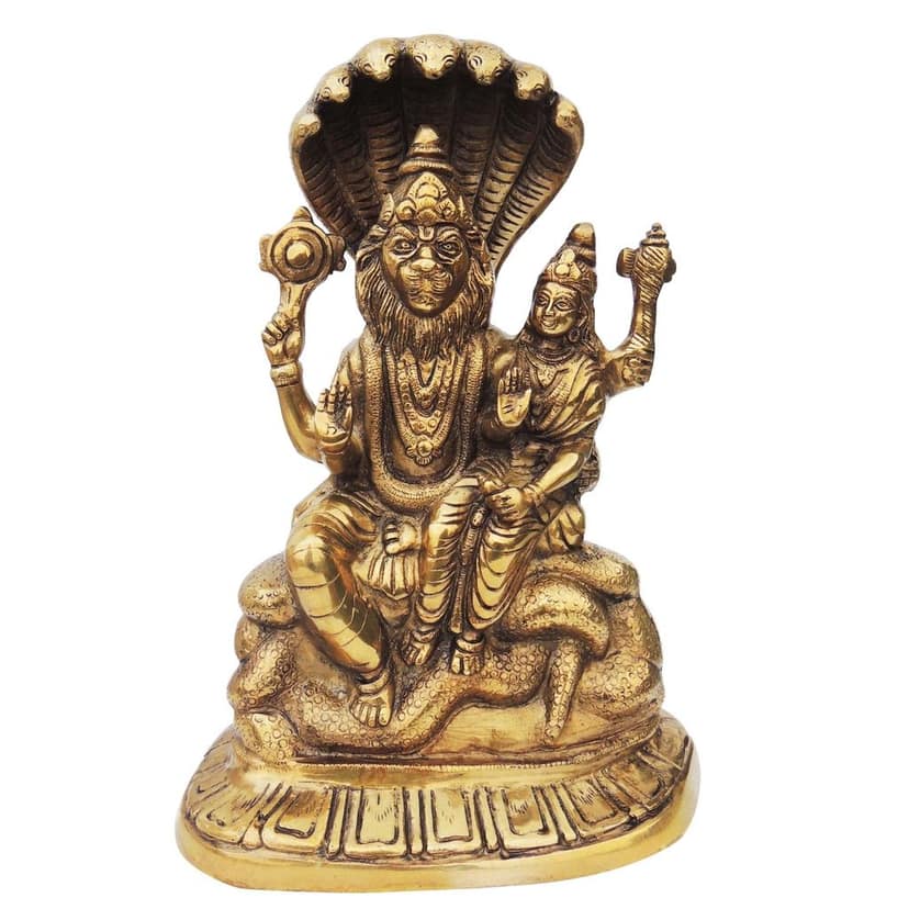 Brass Narsingh Bhagwan Statue � Spiritual Brass God Idol For Home Mandir, Height : 12.5 Inch (BSMAS1286 F) view 2