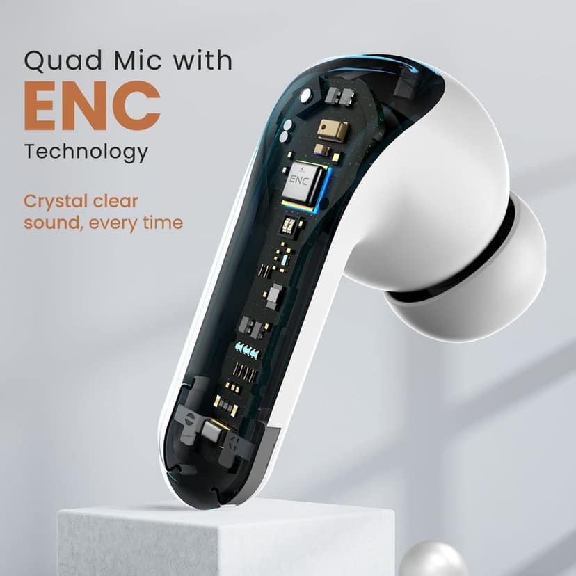 Cellecor BroPods C107 GLOSS TWS with 40H Playtime, ENC, 5.1v BT, 50ms Low Latency Gaming Bluetooth- White view 3