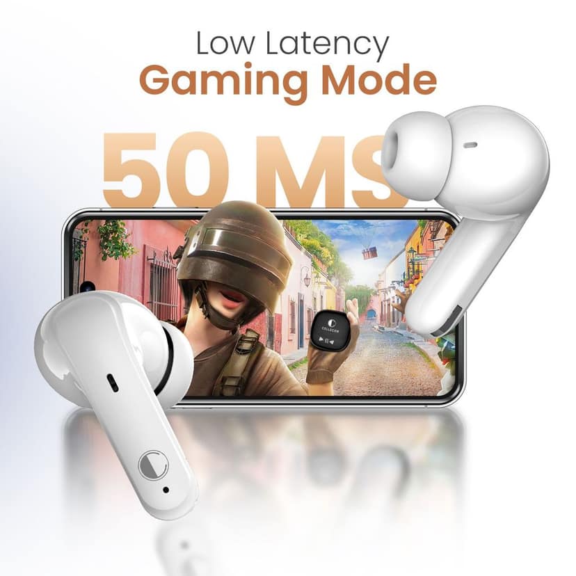 Cellecor BroPods C107 GLOSS TWS with 40H Playtime, ENC, 5.1v BT, 50ms Low Latency Gaming Bluetooth- White view 4