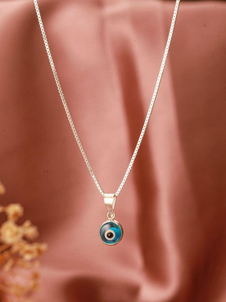 925 Sterling Silver Minimal Dailywear Evil Eye Locket Necklace & Chain view 2