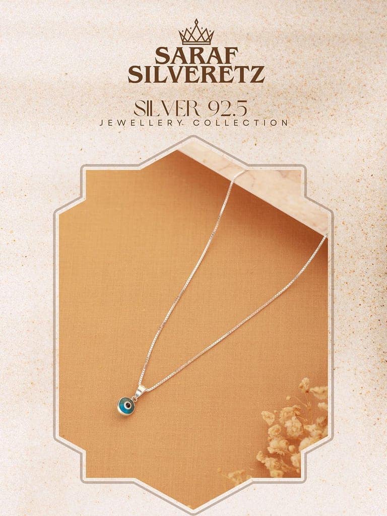 925 Sterling Silver Minimal Dailywear Evil Eye Locket Necklace & Chain view 3