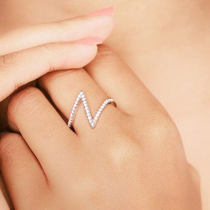 Silver Crystal Zap Ring view 2