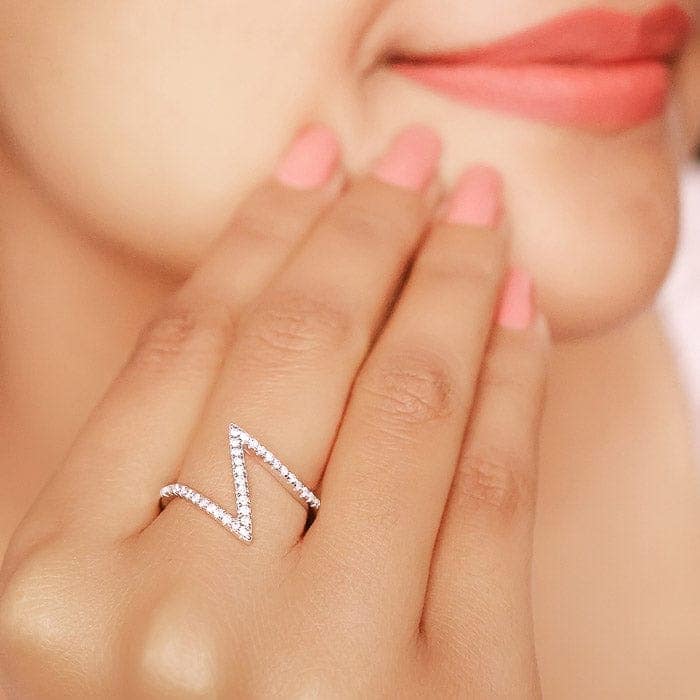 Silver Crystal Zap Ring view 3