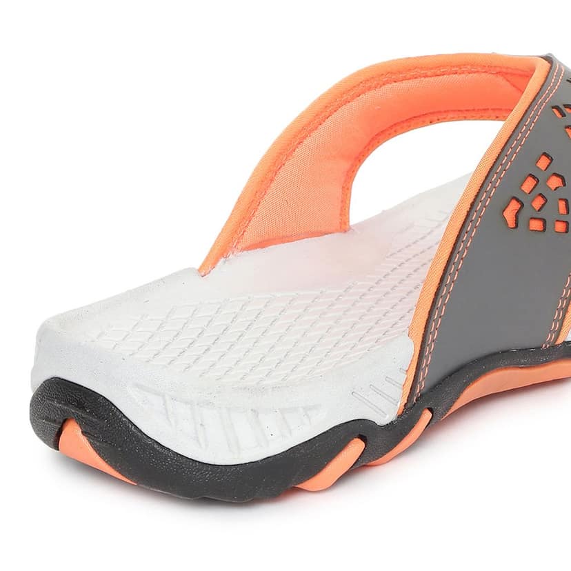 Paragon Grey and Orange Ultra-Durable Everyday Flip Flops for Men view 7
