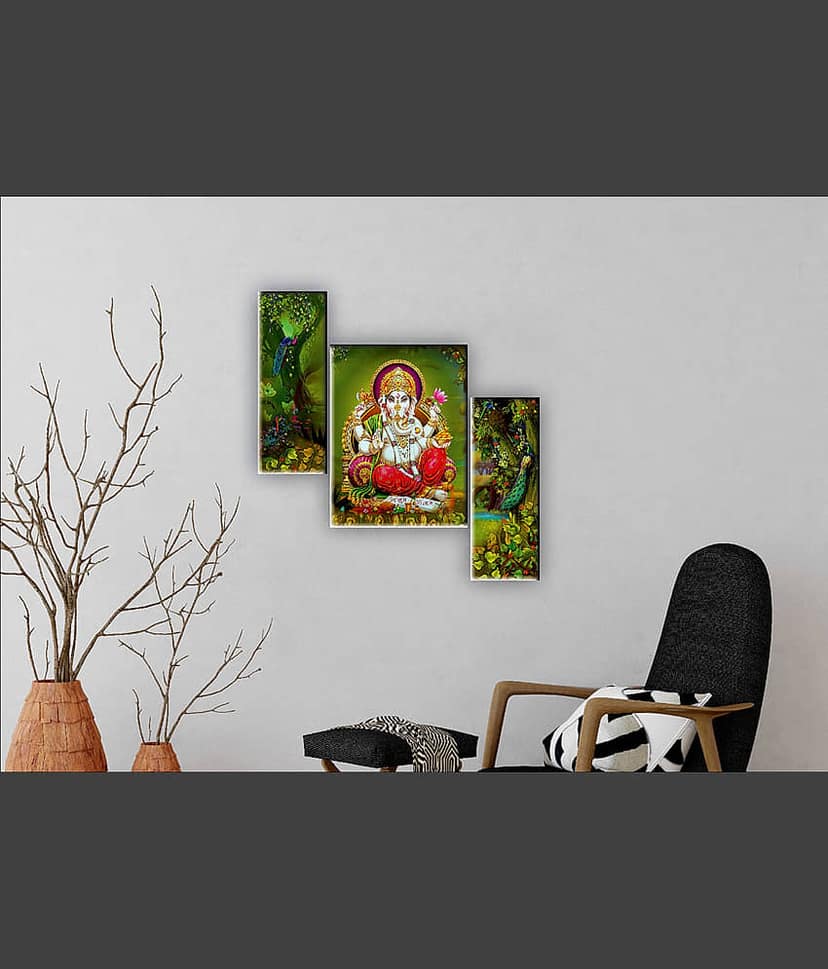 Saf Ganesha modern art MDF Painting Without Frame view 2