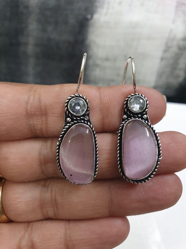 German Silver Oxidized Hoops Earrings view 2