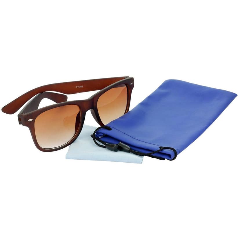 HRINKAR Rectangular Stylish Sunglasses For Men And Women (Brown And Grey Lens | Brown And Black Frame - HCMB414) With Free Paper 3D Glass view 5