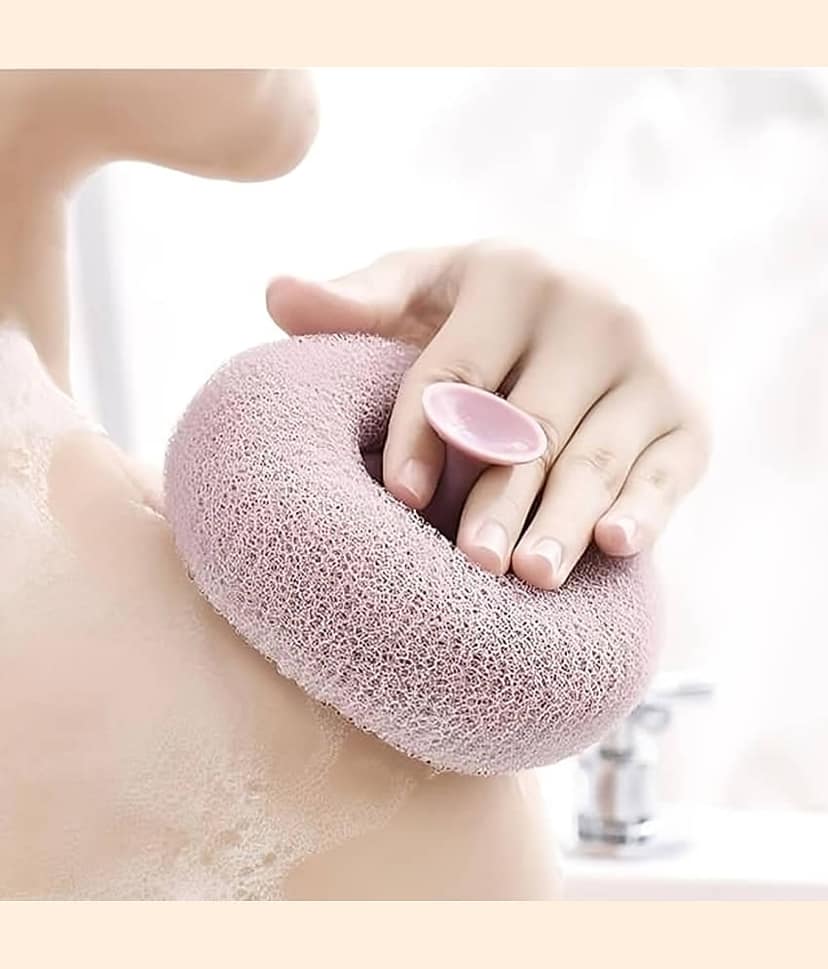 Multicolour Loofah Body Scrubber Shower Puffs with Suction Cup for Men and Women (2 pcs) view 2