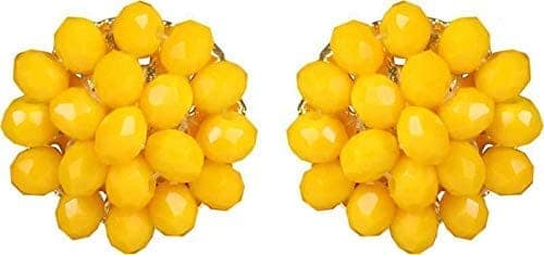 Manbhar Gems - Crystal Gemstone Beads Necklace Set for girl and Women 5 layer Mala With Stud Earring Yellow Color stylish traditional Beaded Fashion jewellery view 2