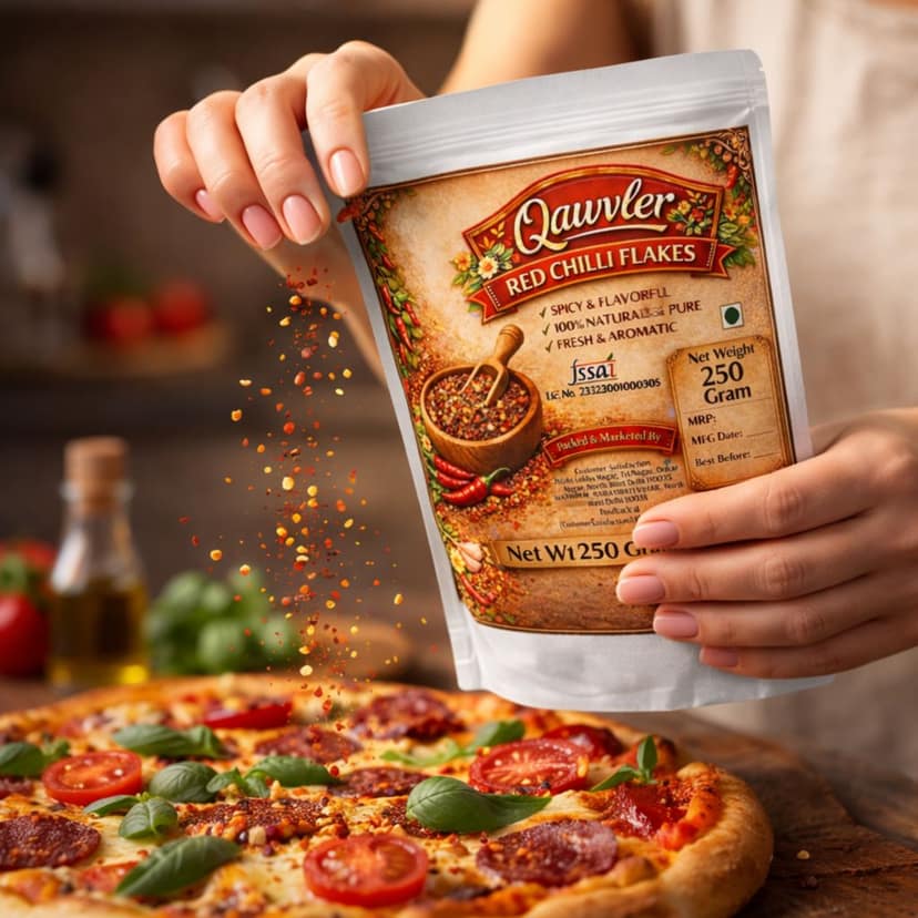 Qawvler Red Chilli Flakes | Spicy & Flavorful,100% | Natural & Pure Taste | Fresh & Aromatic | 250 Gram (Pouch) view 4