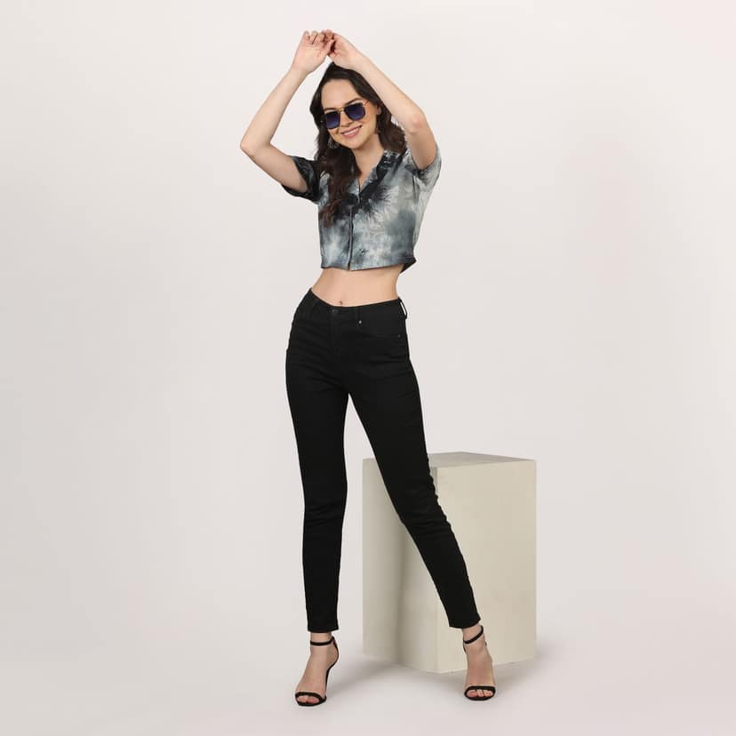 Women Stylish Tie & Dye Crop Shirt view 3