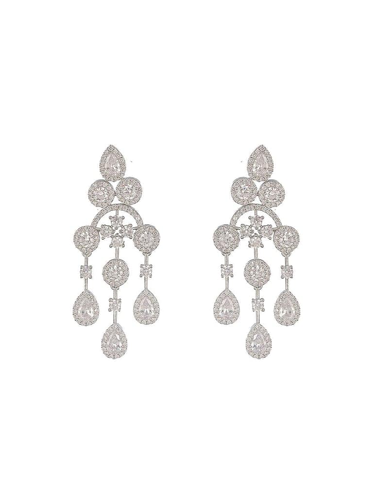 Silver Toned AD Studded Luxe Designer Necklace Jewellery Set view 5