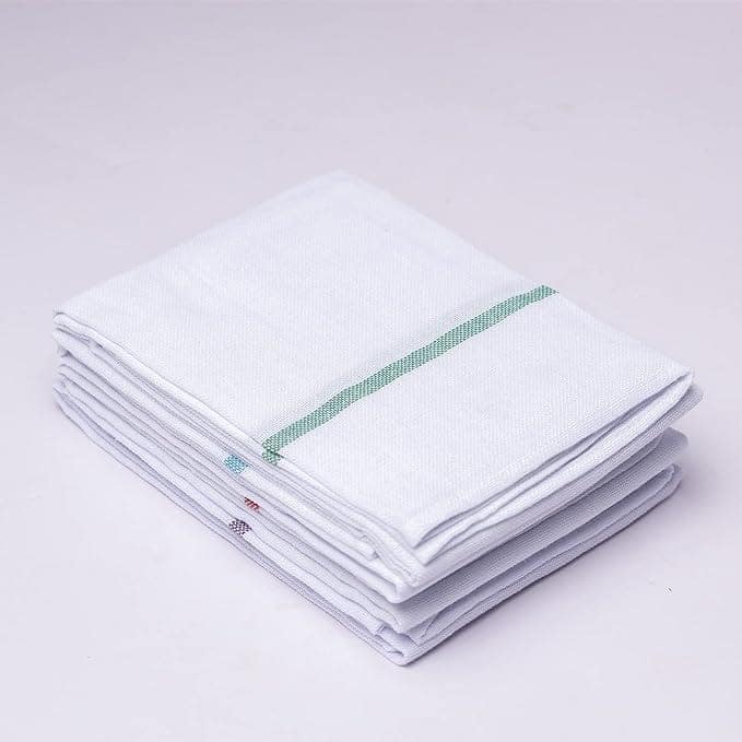 Kerala Thorthu Bath Towel Pure Cotton End Stitched | Pack of 4 | Kerala Thorthu White Cotton Towels for Bath | Light Weight, Quick Dry