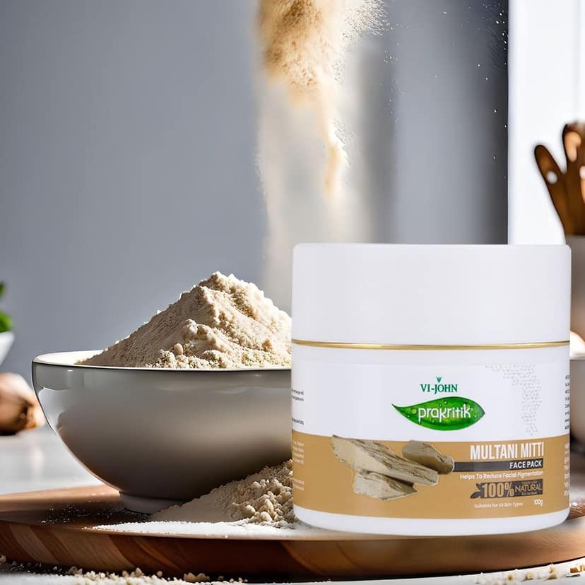 VI-JOHN Prakritik Multani Mitti Facepack for Men & Women | 100gm | Reduce Facial Pigmentation | 100% Natural Bio Actives | Cruelty-free | Paraben Free | Vegan | Dermatologist Approved | All Skin Types view 3