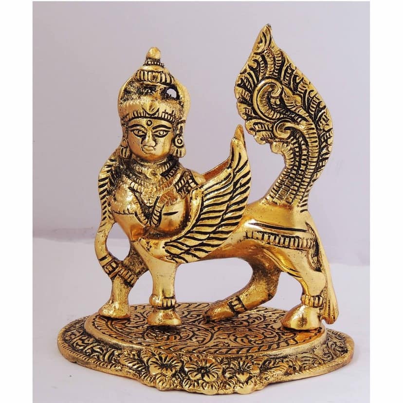 Aluminium Kamdhenu Cow Statue ? Divine Silver Showpiece, Height : 5.5 Inch (ASMAS274 G) view 2