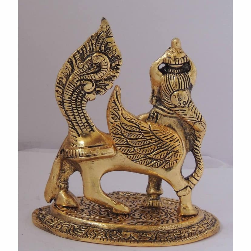 Aluminium Kamdhenu Cow Statue ? Divine Silver Showpiece, Height : 5.5 Inch (ASMAS274 G) view 3