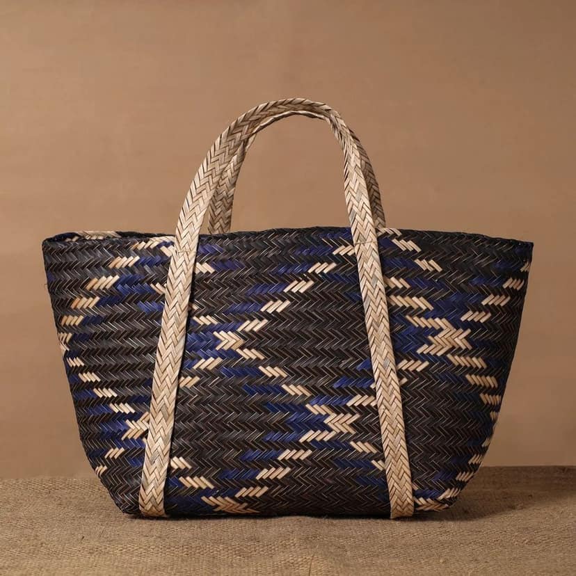 Black Natural and Handmade Sitalpati Shopping Bag