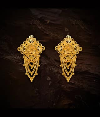 LUV FASHION Gold Chandelier Earrings ( Pack of 1 )