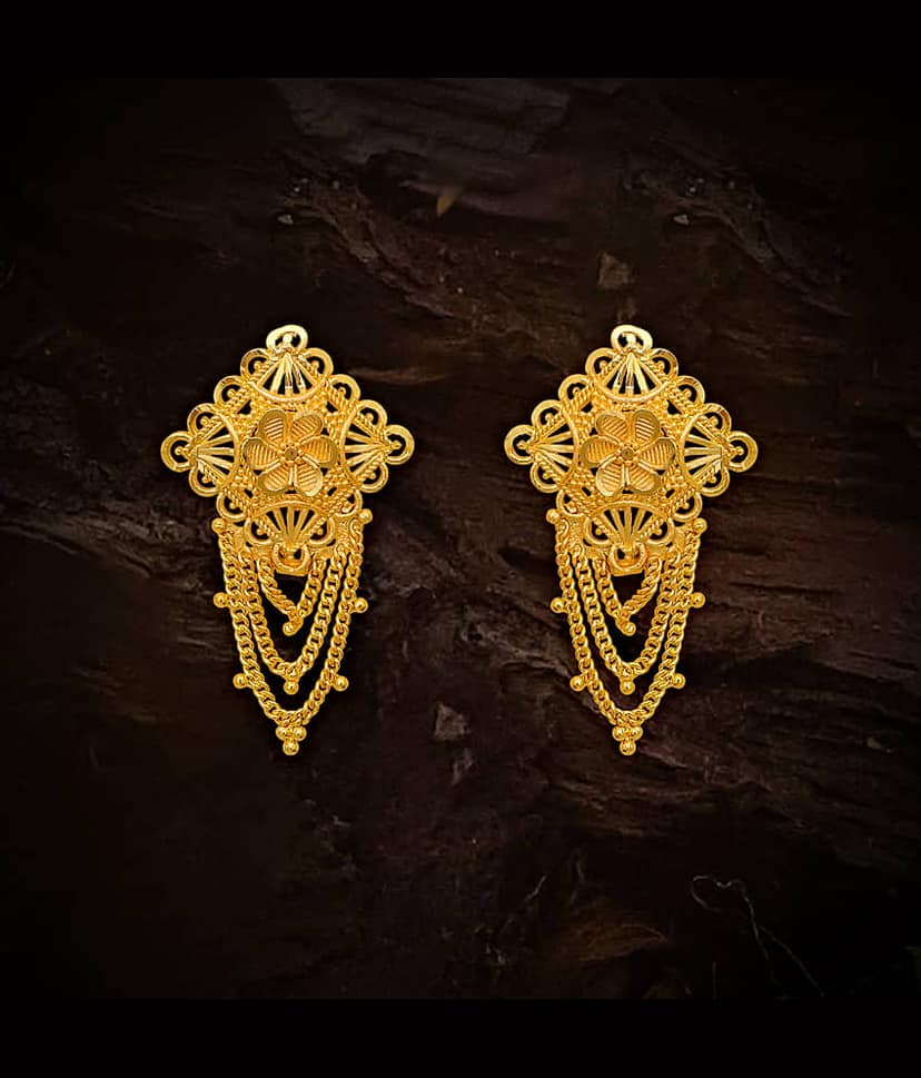 LUV FASHION Gold Chandelier Earrings ( Pack of 1 )