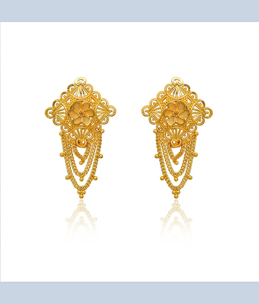 LUV FASHION Gold Chandelier Earrings ( Pack of 1 ) view 2
