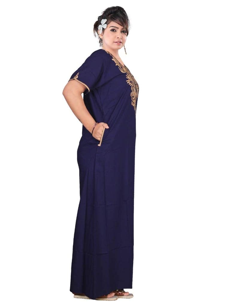VALENCIA SLEEPWEAR Cream Floral Embroidery Gown Maxi Nightwear Nighty Lizzy Bizzy Soft Fabric Length Night Slip for Women view 8
