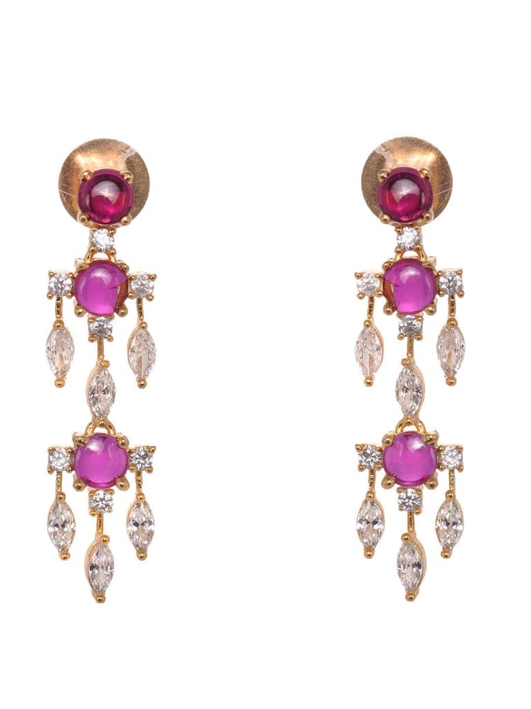 Gold Plated & Pink AD Studded Necklace & Earrings view 6