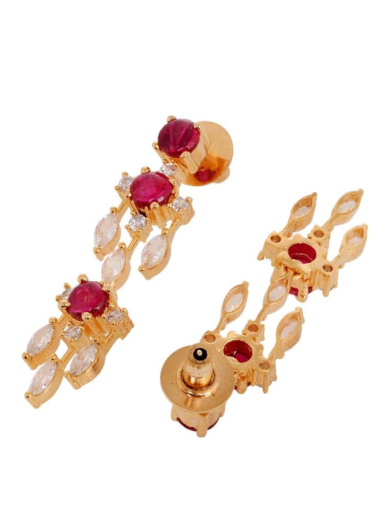 Gold Plated & Pink AD Studded Necklace & Earrings view 7
