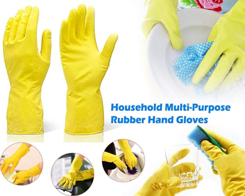 Nawani Rubber Hand Gloves for Cleaning Cleaning Kitchen, Gardening(Colour May Vary), Size L view 3