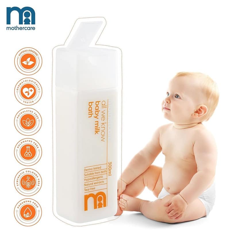 Mothercare All We Know Baby Milk Bath (300ml) | Gentle Moisturizing Baby Bath with Natural Extracts | Mild Cleanser for Newborn & Sensitive Skin view 2