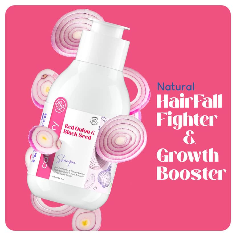 Careberry Red Onion & Black Seed Hair Growth Shampoo | Hair Fall Fighter & Growth Booster | Scalp Stimulator & Root Activator | Sulphate & Paraben Free | All Hair Types | Unisex | 100ML view 5