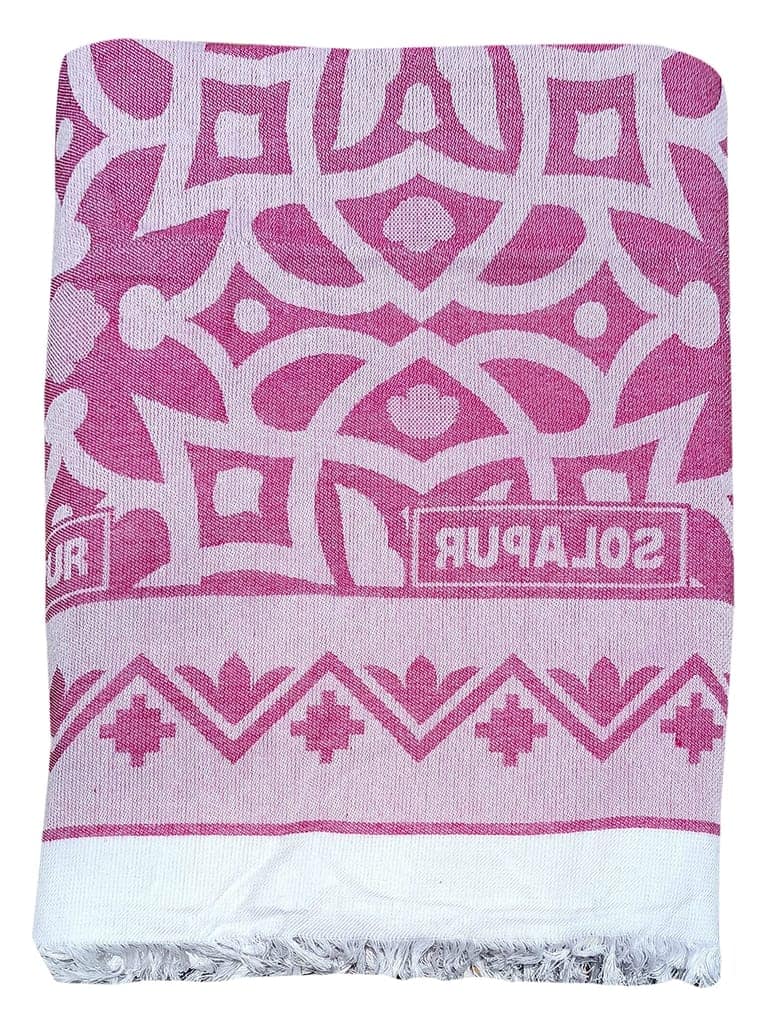 Mandhania Cotton Soft Light Weight Single Bed Solapur Chaddar , Light Pink view 2