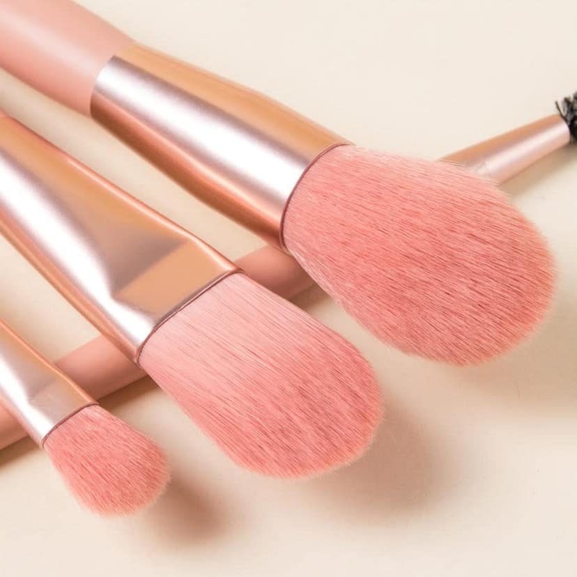 Makeup Brush Set of 8PCS With Leather Bag Storage (Pink) view 3