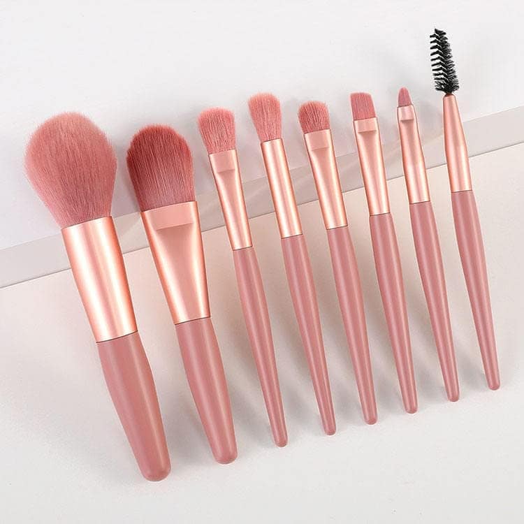 Makeup Brush Set of 8PCS With Leather Bag Storage (Pink) view 4