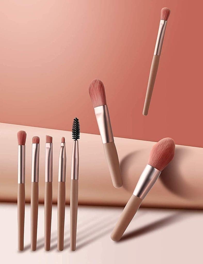 Makeup Brush Set of 8PCS With Leather Bag Storage (Pink) view 5