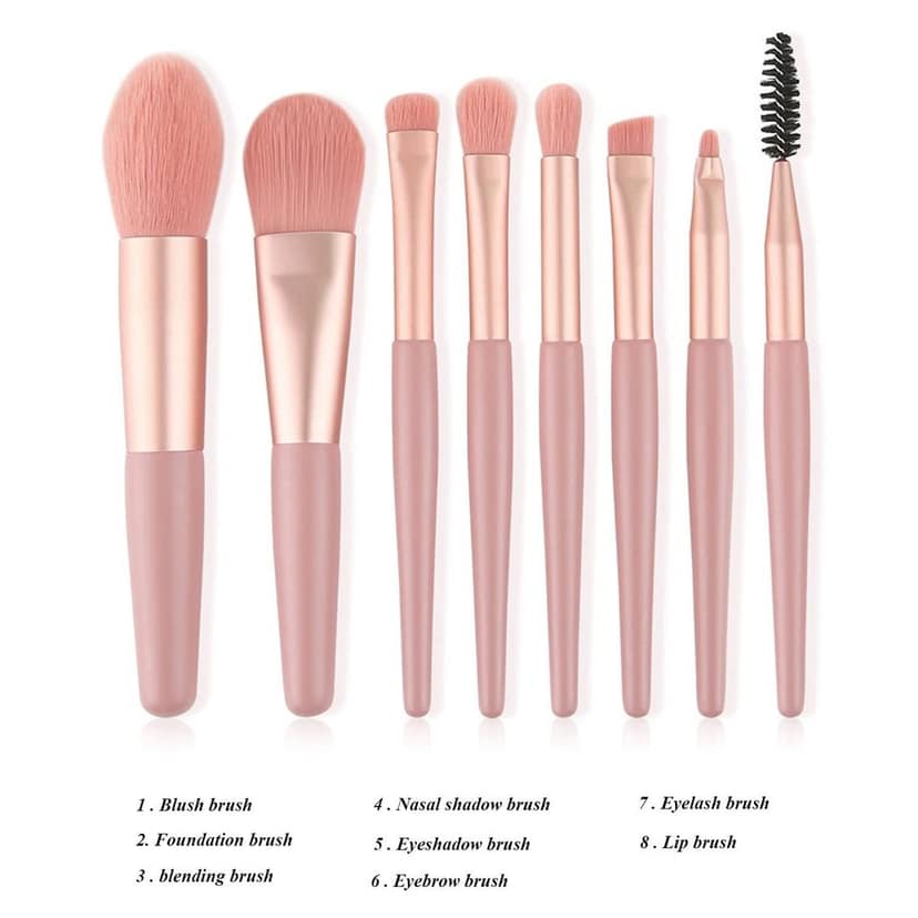Makeup Brush Set of 8PCS With Leather Bag Storage (Pink) view 6