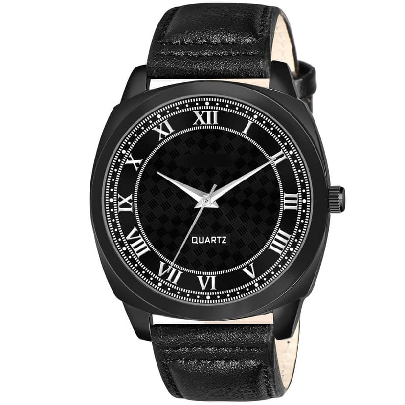 Black Cubic Designer Printed Dial Analog Watch for Men LR88