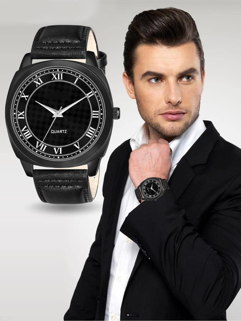 Black Cubic Designer Printed Dial Analog Watch for Men LR88 view 5
