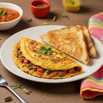 Masala Omelette with Bread Toast
