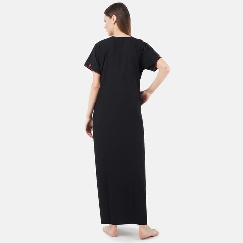 KOI SLEEPWEAR Premium Women Embroidery Night Gown Lizzybizzy Cotton Nighty Maxi view 5
