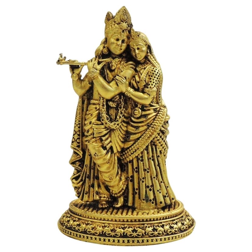 Brass Radha Krishna Idol | Divine Couple Religious Statue, Height : 4 Inch (BSMAS1883 B) view 2