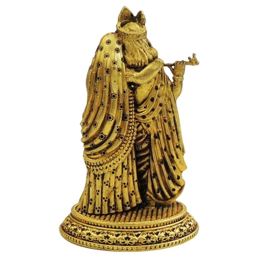 Brass Radha Krishna Idol | Divine Couple Religious Statue, Height : 4 Inch (BSMAS1883 B) view 3