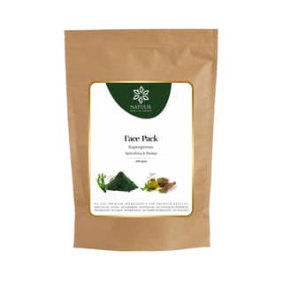 NATUUR - Spirulina & Hemp Supergreens Face Pack - 100g | Natural Anti-Aging Treatment | With Rice, Green Moong Dal, Oatmeal, Neem, Papaya Leaf Powder & Green Clay