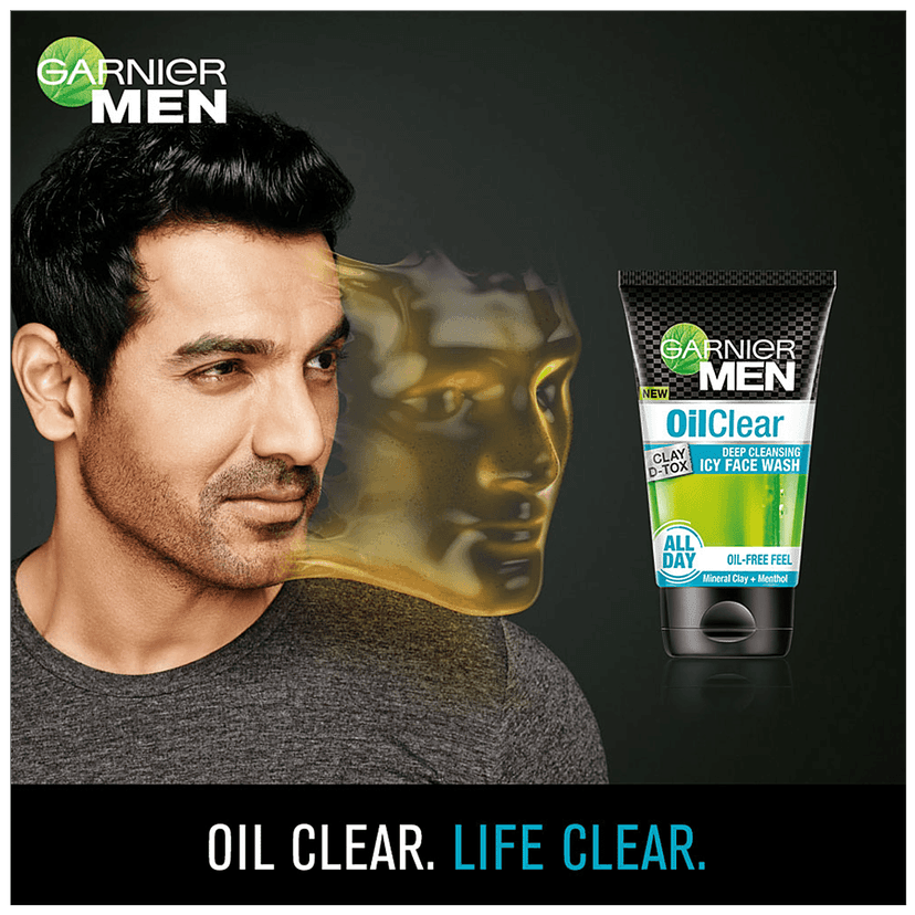 Garnier Men Oil Clear Clay D-Tox Deep Cleansing Icy Face Wash, 100 G view 2