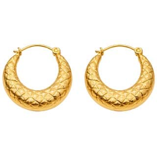 18k Gold Plated Hoop Earring (Organic Oval Hoop Earrings)